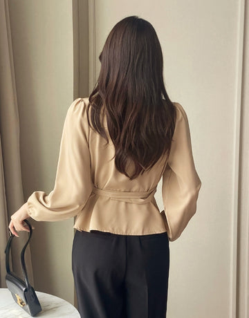 Deca Peplum Trench Jacket Blouse (Belt Set)